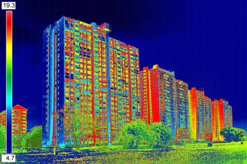 Thermal image on Residential building  イラスト素材