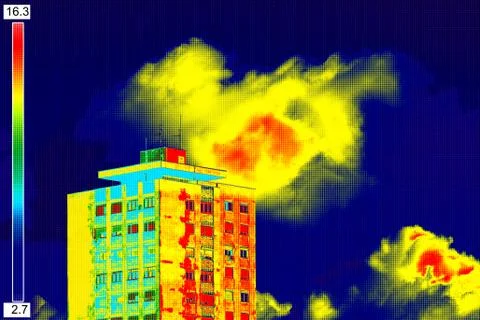Thermal image on Residential building Foto stock