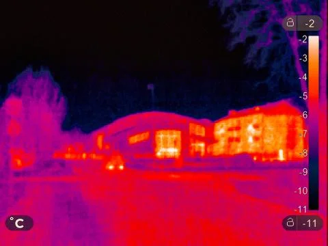 Thermal Image of a small town Stock Photos