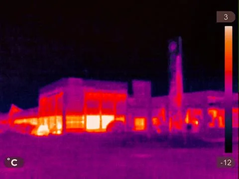 Thermal Image of a small town Stock Photos