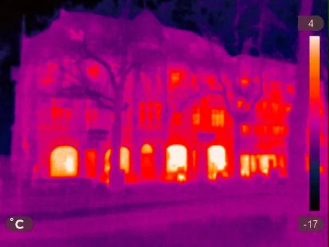 Thermal Image of a small town Stock Photos