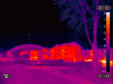 Thermal Image of a small town Foto stock