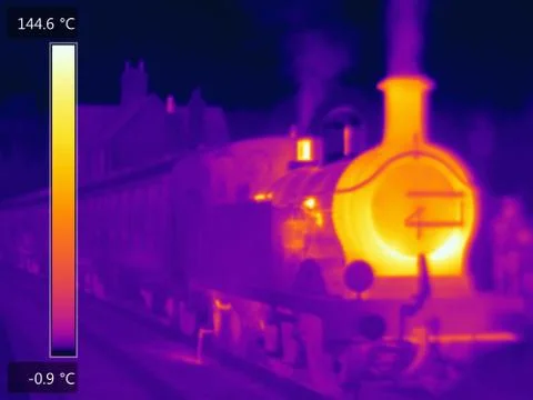 Thermal image of steam train Stock Photos