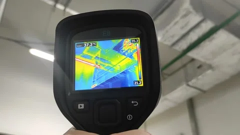 Thermal Imager Checking Heat Loss Industrial Equipment Temperature