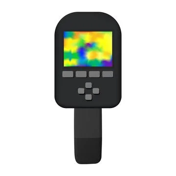 Thermal imager showing different temperature ranges on white background Illustrazione stock