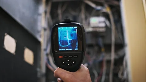 Thermal Imaging Camera Inspects Electrical Panel Stock Footage 276099430