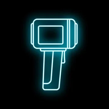 Thermal imaging camera neon icon displaying infra red technology Stock Illustration