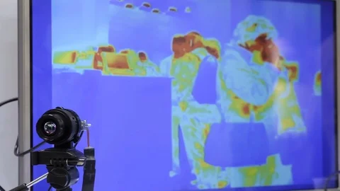 Thermal imaging unit under processing, modern technology details Stock Footage 111401934