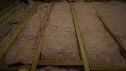 Thermal insulation frame house in process of construction. Close up Stock Footage 205171944