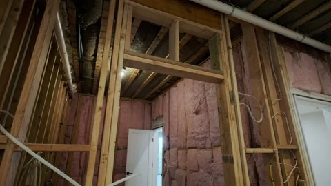 Thermal insulation frame house in process of construction Video stock 205171957