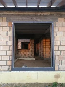 Thermal insulation frame for A+ type house Stock Photos