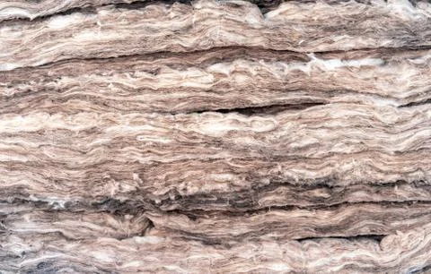 Thermal insulation material, rock wool. Thermal roof insulation layer. Stock Photos