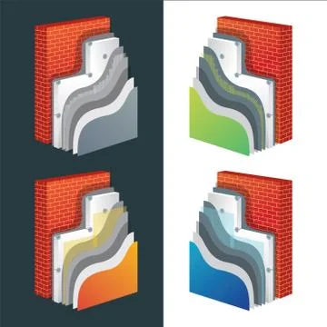 Thermal Insulation. Polystyrene Isolated Wall Stock Illustration