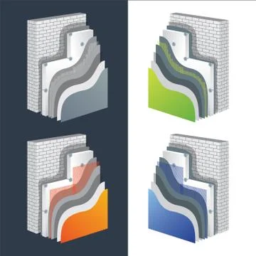 Thermal Insulation. Polystyrene Isolated Wall Stock Illustration