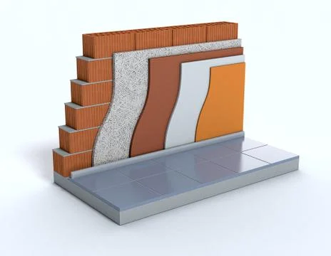 Thermal insulation of a wall Stock Illustration