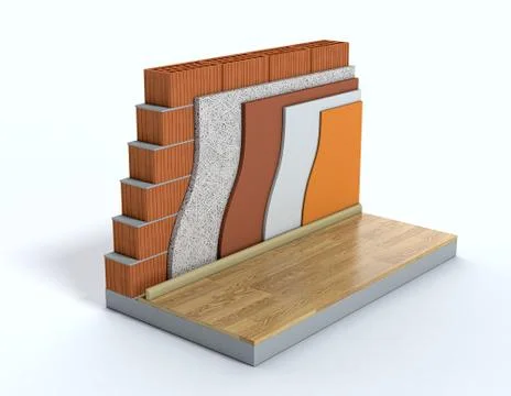 Thermal insulation of a wall Stock Illustration