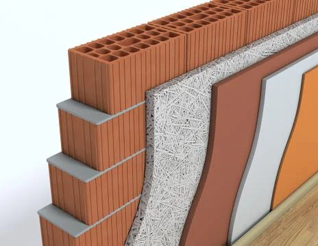 Thermal insulation of a wall Stock Illustration