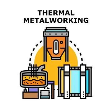 Thermal metalworking process using industrial equipment infographic 스톡 일러스트