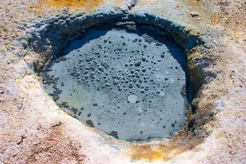 Thermal mud pit in bumpass hell, lassen volcanic park, california. Stock Photos
