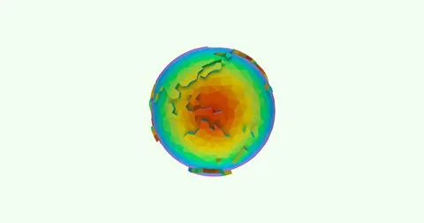 Thermal polygonal planet 3d image Stock Illustration