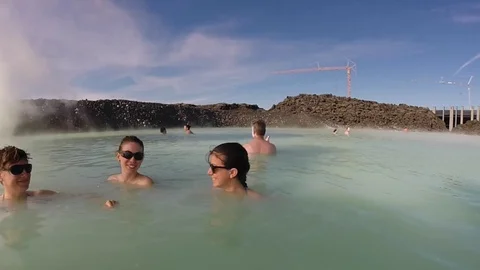 Thermal pool spa in Iceland Stock Footage 71556825