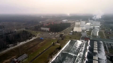 Thermal power plant from the clouds Stock Footage 149036874