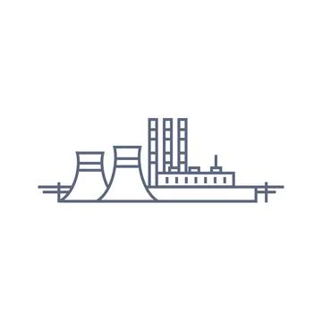 Thermal power plant line icon. Thermoelectric power station - energy generation Illustrazione stock