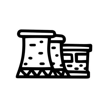 Thermal power plant line vector doodle simple icon Ilustración de archivo