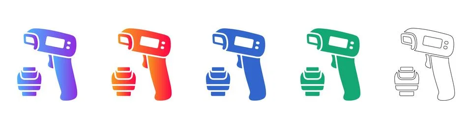 Thermal Scanner and Sensor Icon Set Vector Stock Illustration