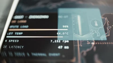 Thermal server alert card over Asian map Stock Footage 345494245