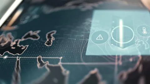 Thermal server alert card over Asian map Stock Photos