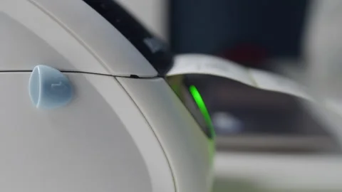 Thermal shipping barcode label printer printing labels Stock Footage 261667668