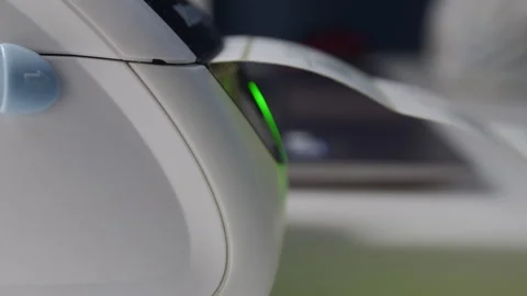 Thermal shipping barcode label printer printing labels Stock Footage 261668033