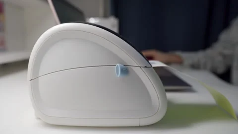 Thermal shipping barcode label printer printing labels Stock Footage 261788285