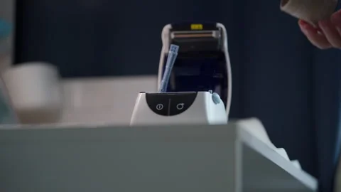 Thermal shipping barcode label printer printing labels Stock Footage 265662858