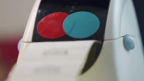 Thermal shipping barcode label printer printing labels Stock Footage 265673973