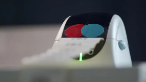 Thermal shipping barcode label printer printing labels Stock Footage 265674275