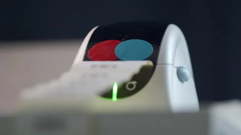 Thermal shipping barcode label printer printing labels Stock Footage 265675300