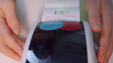 Thermal shipping barcode label printer prints labels Stock Footage 299790399