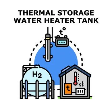 Thermal storage water heating system concept designing Stock Illustration