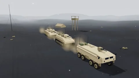 Thermal view armored column rolling Video stock 342257284