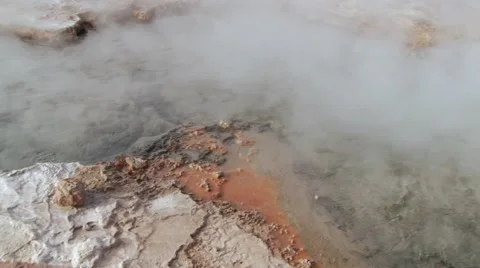 Thermal water spring produces hot steam Stock Video Pond5