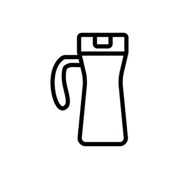 Thermo cup with rounded handle icon vector outline illustration Illustration