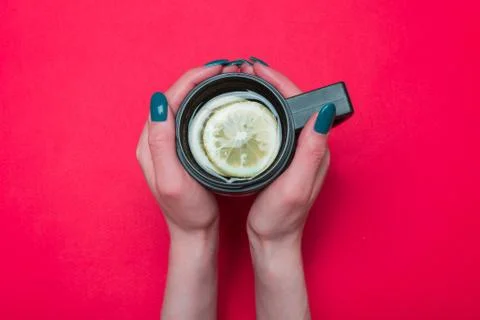 Thermo mug with tea Stock Photos
