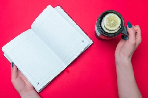 Thermo mug with tea Stock Photos