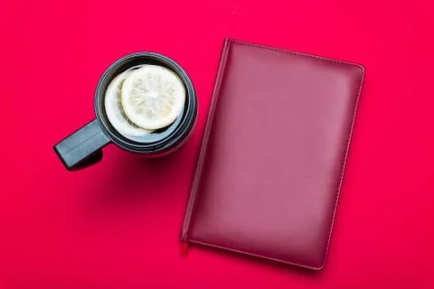 Thermo mug with tea Stock Photos
