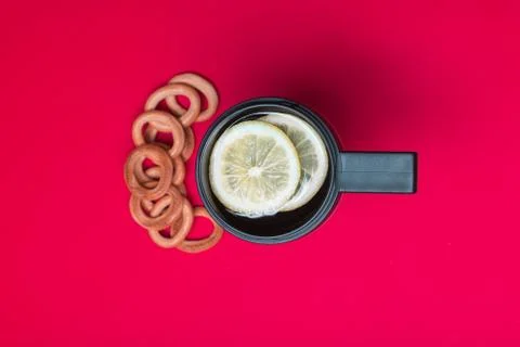 Thermo mug with tea Stock Photos
