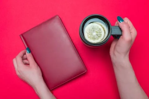 Thermo mug with tea Stock Photos