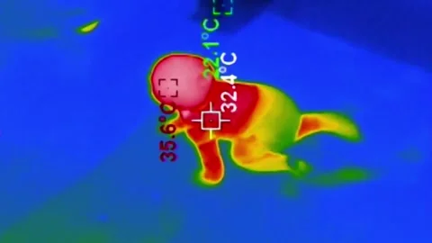 Thermographic Image Of Infant Crawling On Cold Floor Video stock 324897599