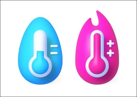 Thermometer 3D vector illustration icon. Blue and red thermometers. Thermometers Illustrazione stock